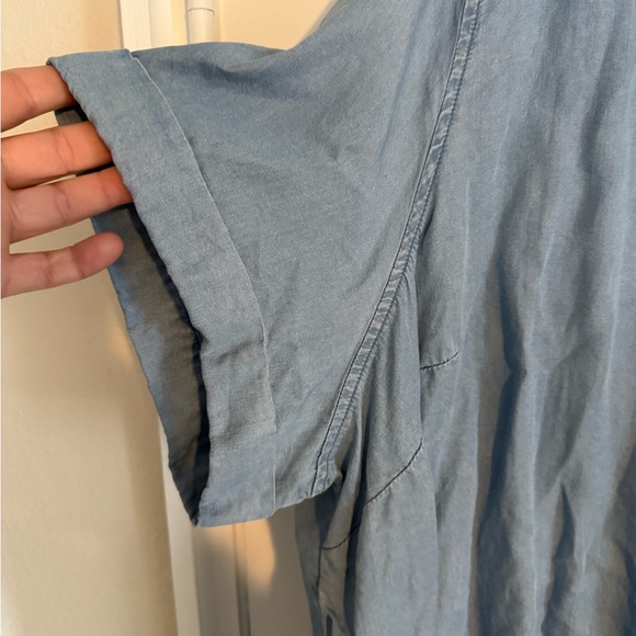 Terra & Sky Size 3X Light Blue Button Down Lyocell Shirt - Picture 3 of 5